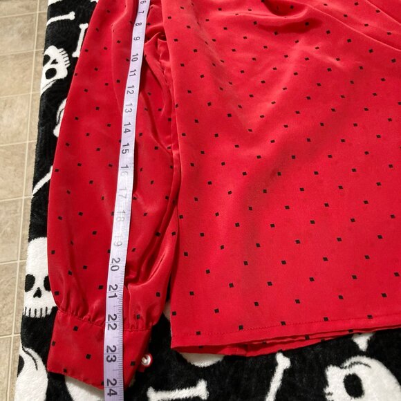 Collections Internationale Dark red black diamond print blouse ~ MEDIUM LARGE - Picture 8 of 13